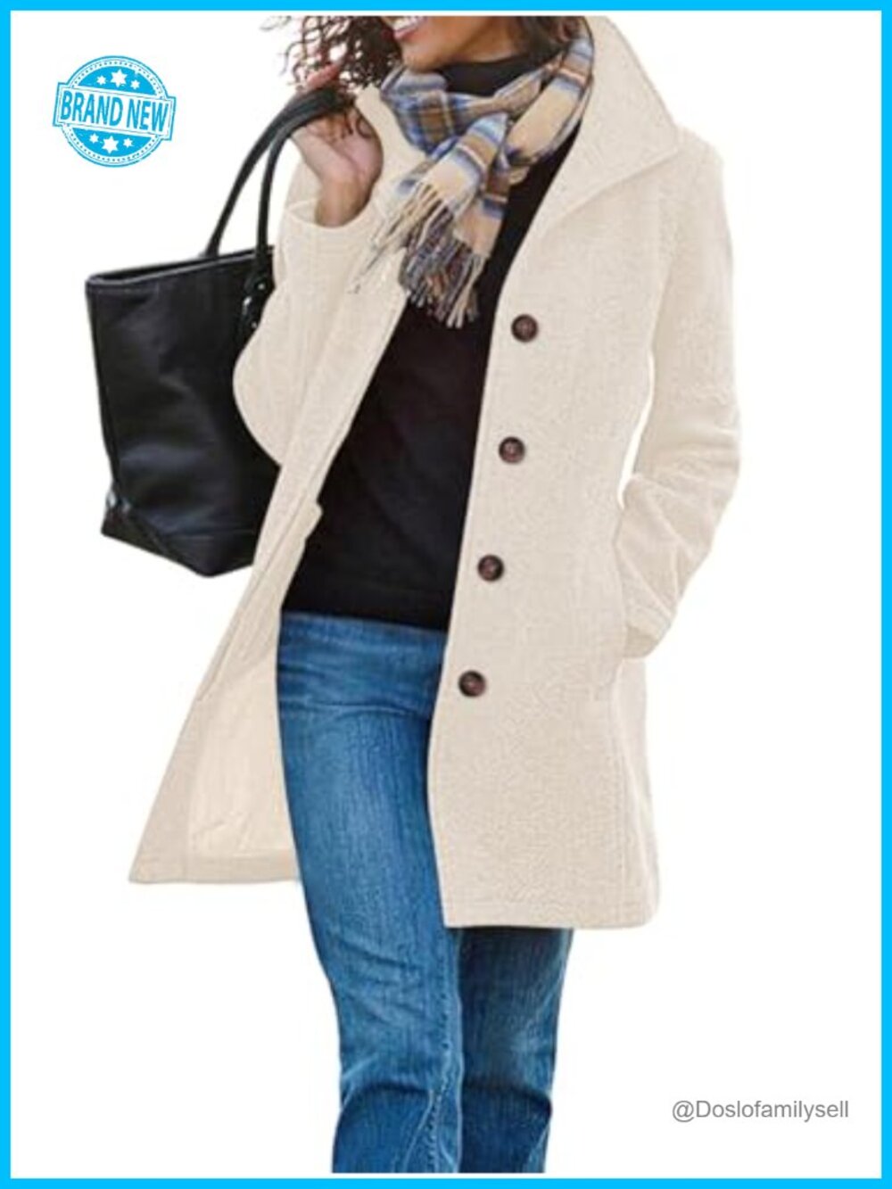 Womens Long Wool Blend Trench Coat Single Breasted Pea Jacket